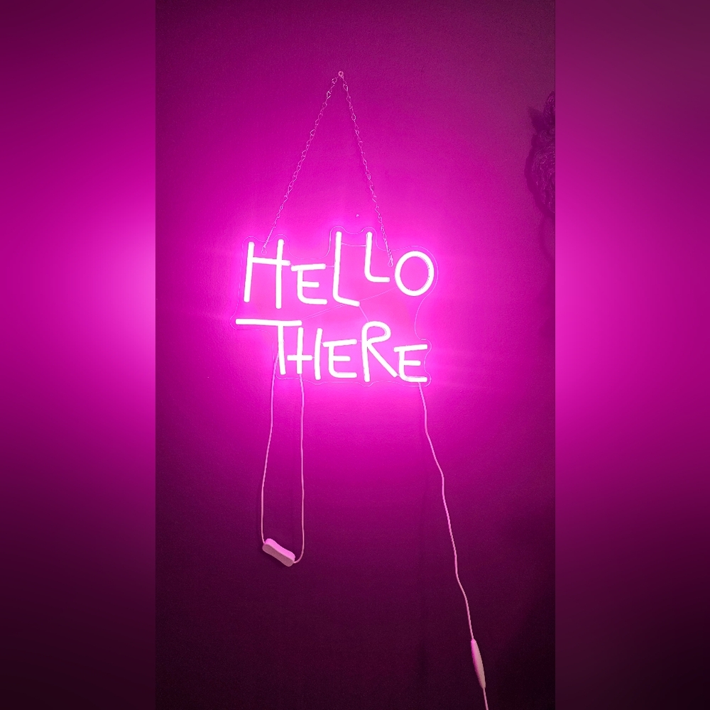 Pink Neon 'Hello There' Wall Sign